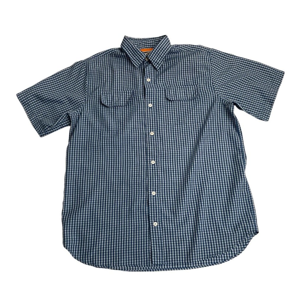 U.S. Expedition Mens Blue Plaid XL Shirt Button Front Short Sleeve With Pockets